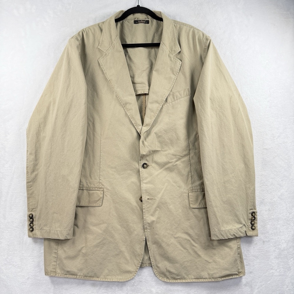 LL Bean Jacket Mens 46L Tall Safari Field Blazer Sport Coat Cotton Canvas OKU60